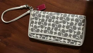 Coach Gray & Ivory Women's Wallet *flaws read notes thumbnail 1