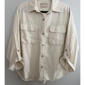 Free People We Are Free Made For Sun Linen Shirt Wet‎ Plaster Women's Size Small thumbnail 5