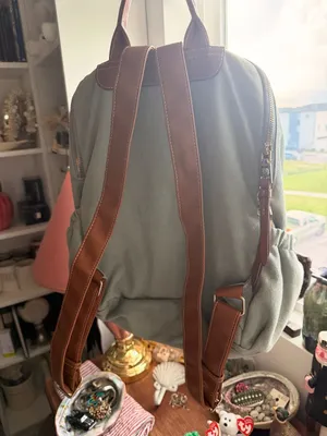 Denim Backpack True Religion Buddha Multi Pocket Light Blue Y2K Streetwear thumbnail 7
