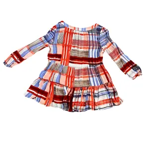 maeve anthropologie Top Medium‎ Plaid Tiered Lila Peasant Tunic thumbnail 2