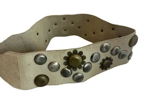 Beige Floral Stud Wide Belt Unique Y2k Retro Vintage 40" Long Women's thumbnail 1