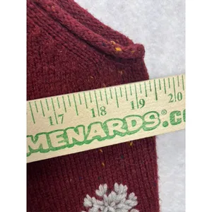 Hannah‎ Womens Large Red Wool Blend Snowflake Full Zip Sweater Vest Mock Neck thumbnail 4