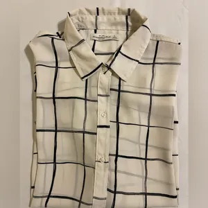 Abercrombie & Fitch off white women's button-down chiffon shirt dress size Larg thumbnail 4