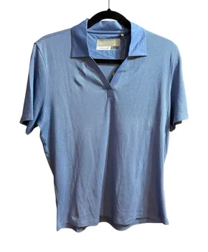 Cutter & Buck Women’s Light‎ Blue Polo Shirt Classic Collar Golf Top Sz M thumbnail 1