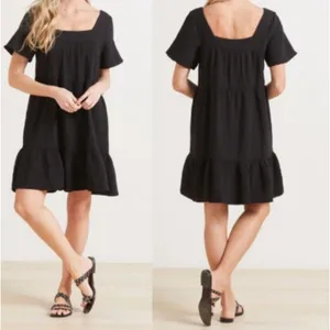 Rails Valentina Black Gauze Tiered Mini Dress Womens XS Tiered Cotton Summer‎ thumbnail 2