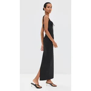 LIONESS Hot Nights Maxi Dress in Onyx XSmall New Womens Long Cotton Gown thumbnail 12