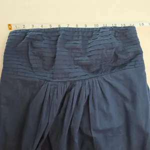 J. Crew Navy Blue Cotton Strapless Eyelet Hem Mini Dress Smocked Back Large‎ thumbnail 6