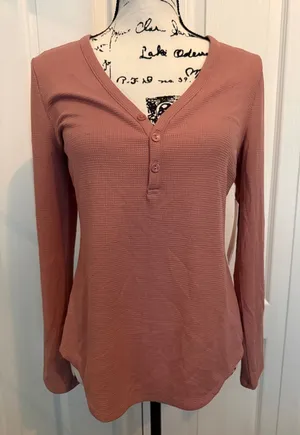 Athleta Long-Sleeve Waffle Henley - Dusty Rose thumbnail 1