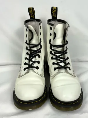 Dr. Martens 1460 8-Eye White Smooth Leather Lace Up Boot Combat Women’s Size 7 thumbnail 2