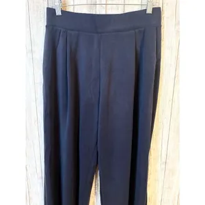 Ododos Wide Leg Pants Womens Large Navy Blue New Pleated Modal‎ Stretch Trousers thumbnail 5