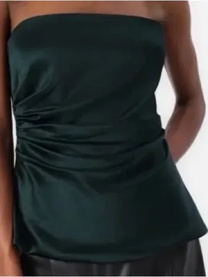 Abercrombie‎ & Fitch Sculpt Satin Strapless Top Green Size M NEW thumbnail 3