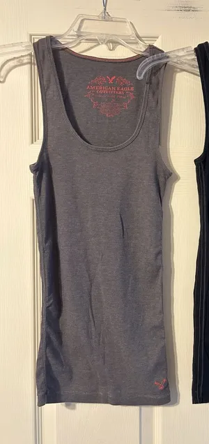 American Eagle Ribbed Tank Tops - Gray & Black thumbnail 1