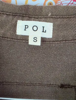 POL Cable Knit Sleeve Shacket Chocolate & Cream Small thumbnail 7