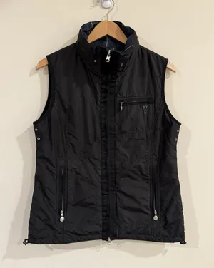 Golfino Women's reversible Quilted Vest Plaid Black 12 Preppy Athleisure Golf thumbnail 1