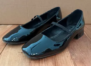 Madden Girl | 9.5M | Egret Rose Black Patent Leather Slip-On Women's Flats thumbnail 1