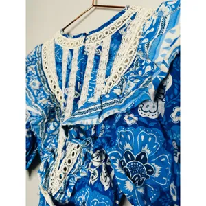 FARM RIO Blue Floral Pattern Full of Flowers Tapered Fit Jumpsuit Size XS thumbnail 14