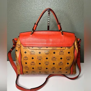 MCM Orange and Tan Monogram Satchel thumbnail 3