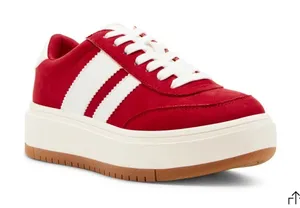 Madden Girl Red Platform Sneakers‎ White Stripe Lace Up Size 8.5 B12B thumbnail 1