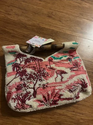 Handcrafted in India Beaded Bamboo Handle Clutch thumbnail 6