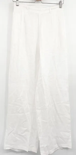 Vitamin A Womens Tallows White 100% Linen Coastal Beachy Wide Leg Pants Size M thumbnail 1