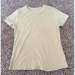 Old Navy Women's Green Ribbed Snug Short Sleeve‎ Tee Size Medium thumbnail 1