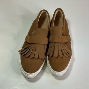 Anthropologie‎ Suede Fringe Slip On Loafers Size 38 thumbnail 2