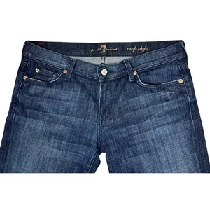 7‎ For All Mankind Low-Rise Crop Dojo Wide Leg Jeans 32" Dark Wash 7FAM Y2K USA thumbnail 6