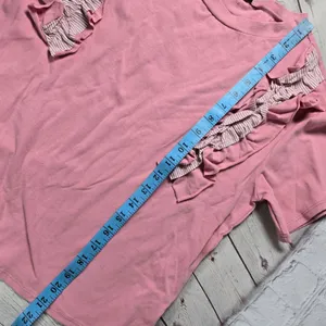 AFTER MARKET Pink Ruffle Front‎ T Shirt Made in USA Cotton Blend Top Size M thumbnail 7