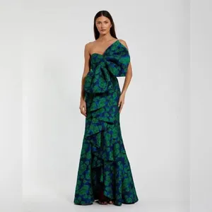 NWT Mac Duggal 27593 Strapless Brocade Oversize Bow Ruffle Fitted Gown 6 thumbnail 4