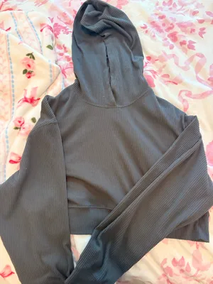 Grey Garage Crop Hoodie thumbnail 1