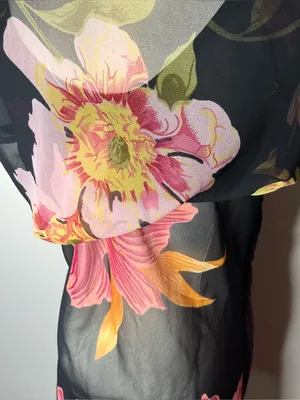 90s Vintage Large Floral Chiffon Sleeveless Maxi Dress Whimsigoth thumbnail 5