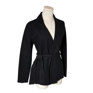 Minimalist Belted Wrap Wool Jacket Notched Lapel Tie Waist Banana Republic thumbnail 3
