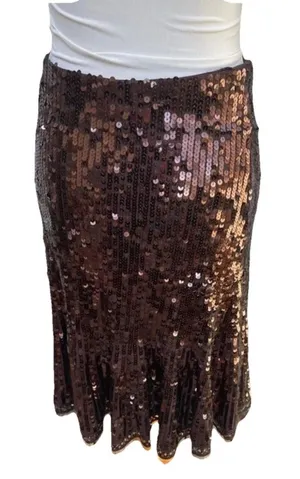 Citrine Sequin Pencil Skirt in Bronze Size Small thumbnail 1