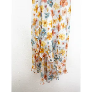 Anthropologie Sleeveless Asymmetric Ruffled Midi Dress Size Small Chiffon Fairy thumbnail 10
