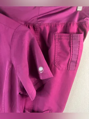 Helping Hands M Berry V-Neck Scrub Top & Pant Set - HH Works thumbnail 5