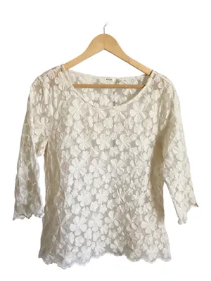 Dylan Women's‎ Lace Floral Scoop Neck Top - Cream thumbnail 2
