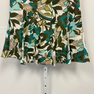 Ann Taylor Petites Floral A-Line Pleated Skirt Teal Olive Green 0P 166887 Boho thumbnail 4