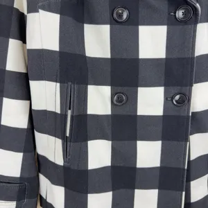 Banana Republic Women’s Plaid Black White Double-Breasted Pea coat Office Size S thumbnail 4