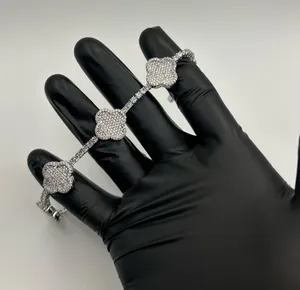 Fragrant Jewels Moissanite Clover Tennis Bracelet VVS1 Silver New Insane Quality 8 Inch 3mm thumbnail 1