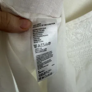 Tommy Bahama White Linen Embroidered V-Neck Tunic Top Medium Coastal Beachy thumbnail 10