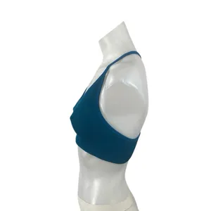 Set Active Blue Ribbed Knit Yoga Workout Athletic Sports Bra Crop Top Size S thumbnail 2