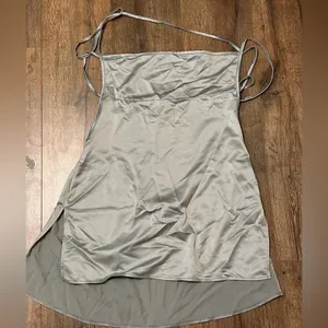 ASOS AsYou Strappy Backless Satin Mini Dress in Light Olive thumbnail 5
