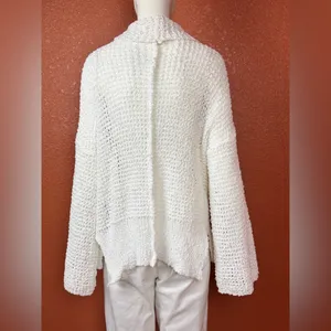 POL - Ivory/Oatmeal Loose Weave Cozy Cardigan Size Medium. G#34 thumbnail 4