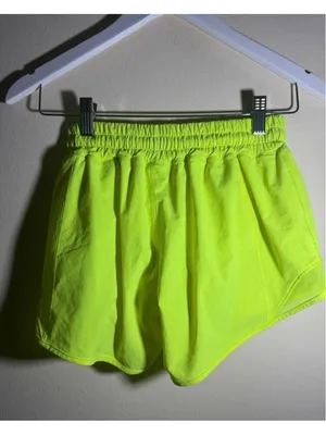 Lululemon Hotty Hot Athletic Shorts in Neon Yellow Sz 4 thumbnail 2
