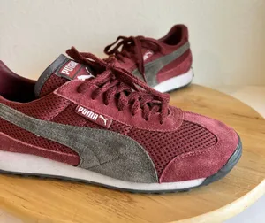 Puma Maroon Gray Genuine Suede Leather Lace Up Sneakers Shoe Size 8 Women's thumbnail 1