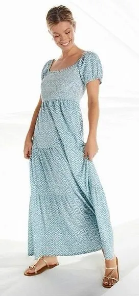 Daily Practice XS Tiered Maxi Dress Smocked Chevron A-line Long Anthropologie thumbnail 1
