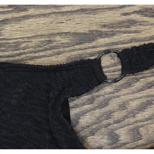 NWT Vince Camuto Textured Scoop Neck Ring One Piece Swimsuit V1L099 Black 4 thumbnail 7