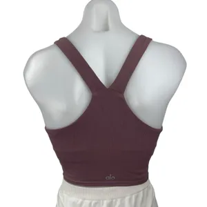 Alo Yoga Dusty Purple V Neck Racerback Workout Running Athletic Crop Top Size S thumbnail 2