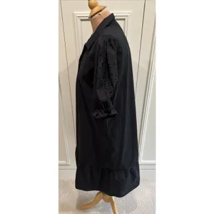Brende Black Shift Dress Size Medium Eyelet Puff Sleeve‎ Minimalist Whimsigoth thumbnail 6