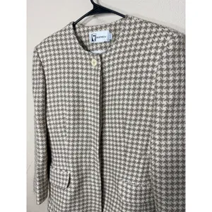 Vintage‎ Prophecy Womens Wool Blazer Houndstooth Button Front Jacket Size 12 Brown thumbnail 2